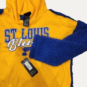 NHL St. Louis Kids Yellow Hoodie with Royal Blue Sherpa Sleeves